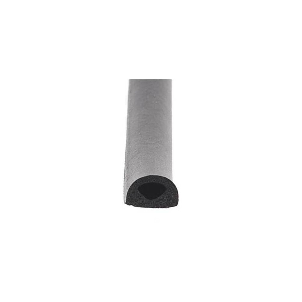 0.5 X 0.375 In. X 50 Ft. Trailer Weather Stripping Non Ribbed D Seal With Tape - Black 756873081645