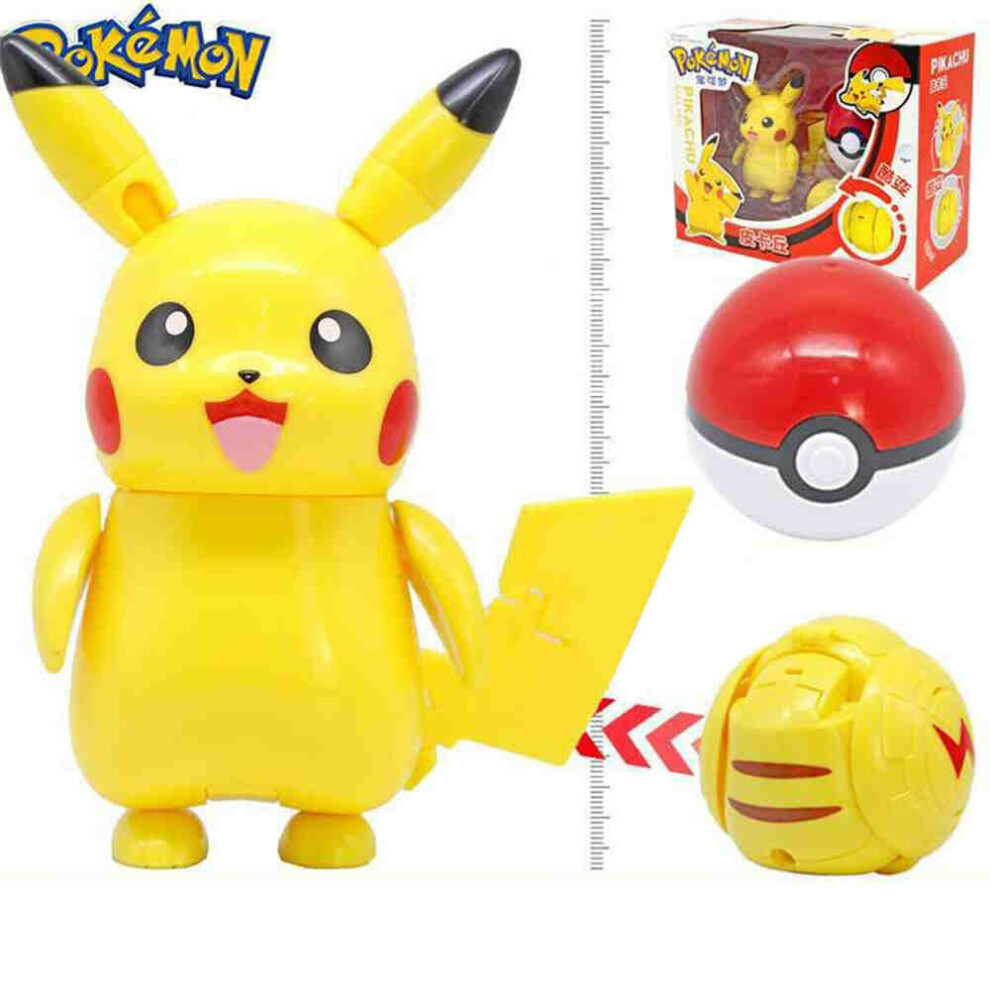 (Pikachu+Poke Ball) Deformable Pokemon Ball Pokeball Kids Figures Action Pop Toys Collection Gifts