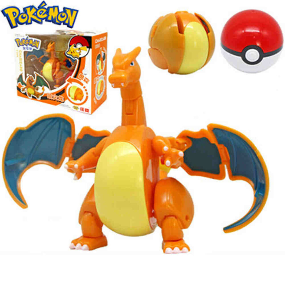 (Charizard+Poke Ball) Deformable Pokemon Ball Pokeball Kids Figures Action Pop Toys Collection Gifts