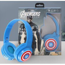 (Captain America) Marvel Bluetooth Headphone Avengers Headset Support TF Card Radio 3.5mm Audio Cable Legends Gaming Headphones Spiderman Earphone Gift