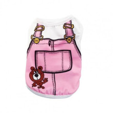 (Pink, 2XL) Dog Vests Pet Cat Fake Suspenders Vest Teddy Bear Dog Clothes Cartoon Breathable T-shirt Cartoon Print Pet Clothes Dog Supplies