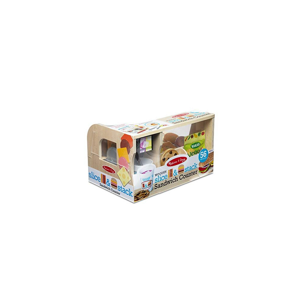 Melissa & Doug Wooden Slice & Stack Sandwich Counter | Pretend Play | Play Food | 3+ | Gift For Boy Or Girl