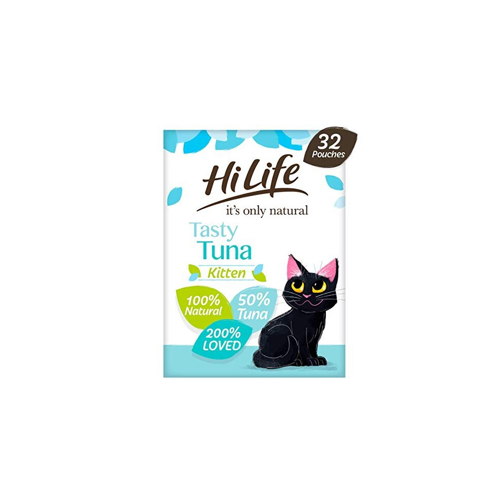 HiLife it's only natural - Natural Grain Free - Complete Wet Kitten Food (1 to 12 months) - Tasty Tuna Pate, 32 Pouches x 70g