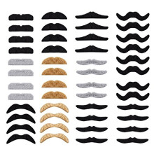 Whaline 48 Stycken Självhäftande Fake Mustasch Set För Kostym & Halloween Fest