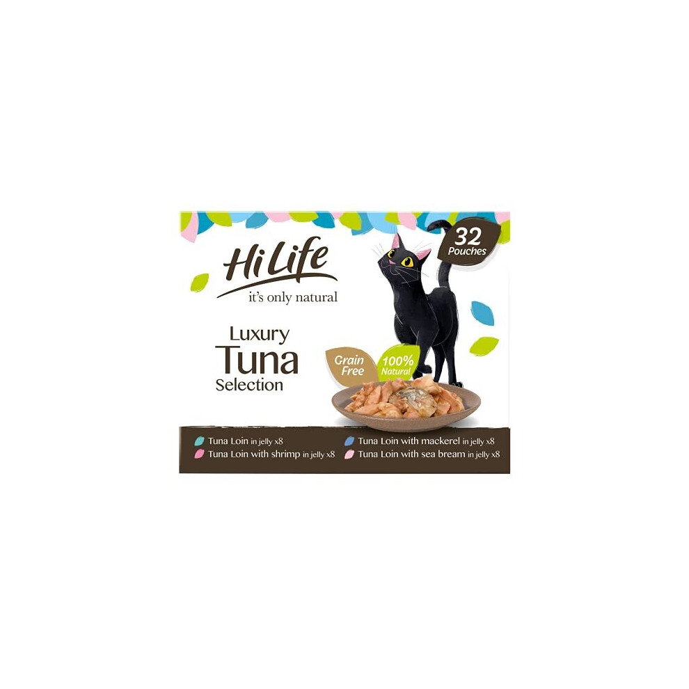 HiLife it's only natural Luxury Tuna Selection in Jelly Adult Wet Cat Food Pouches 32 x 50g