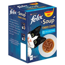 Felix Soup Cat Food Fish Selection Tender Strips, 6x48g (Pack of 8)