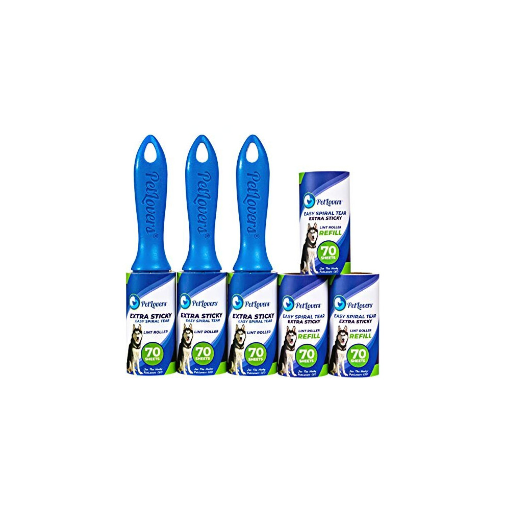 Petlovers Lint Rollers For Pet Hair Extra Sticky 6 Pack - Lint Remover For Clothes