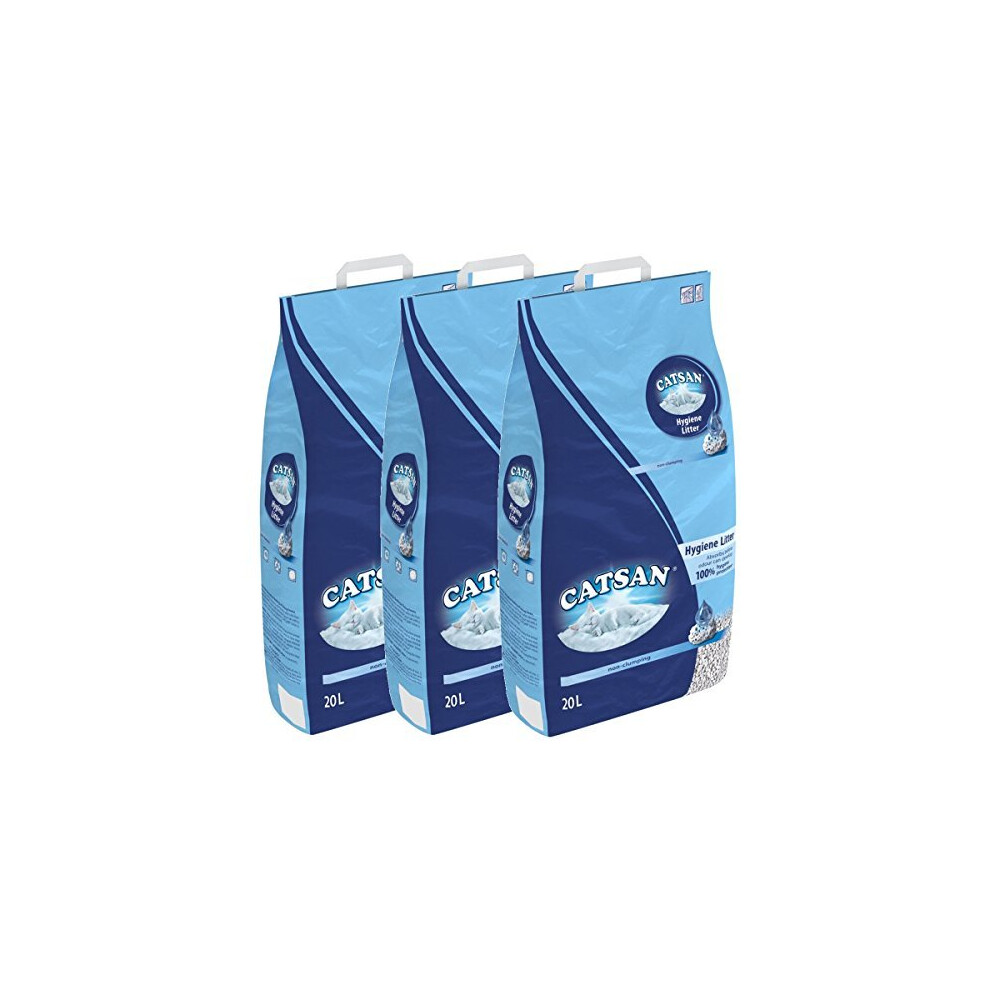 Catsan Hygiene Non-Clumping Cat Litter, 3 Packs (3 X 20L)