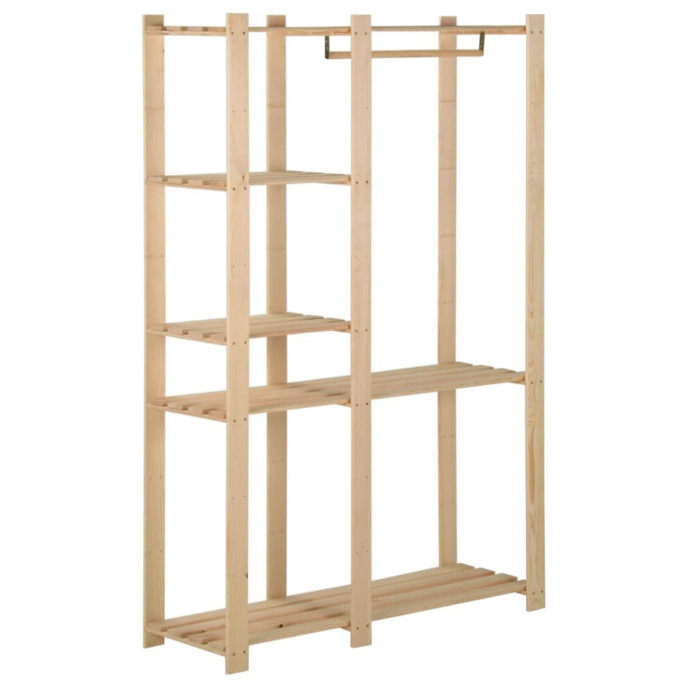 Vidaxl Solid Pinewood Clothes Rack Household Supplies Wooden Garment Coat Rack