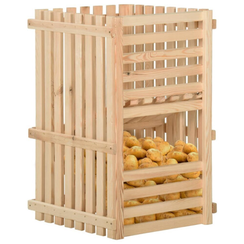 VidaXL vidaXL Solid Pinewood Potato Box Kitchen Storage Container Bins Onion Box 1