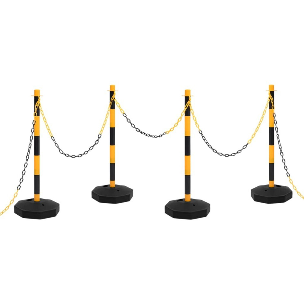 vidaXL Chain Post Set with 10 m Plastic Chain Traffic Safety Warning Signs