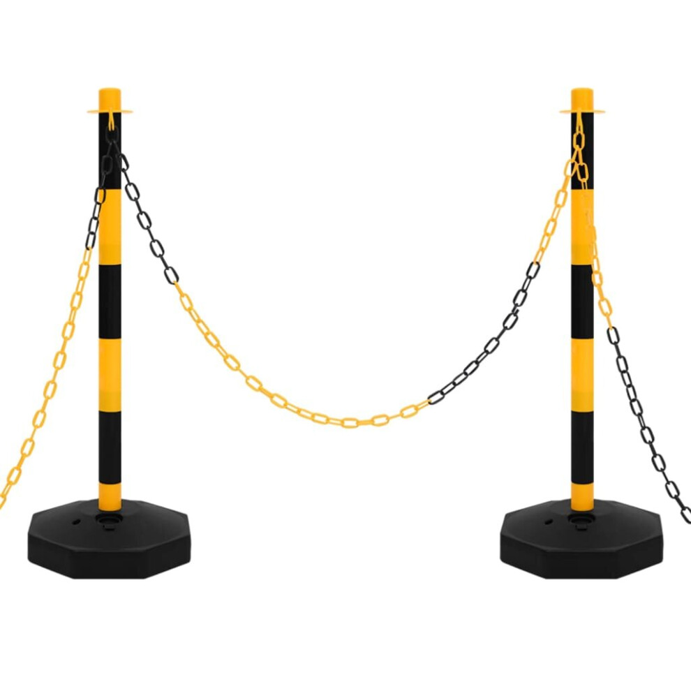 Vidaxl Chain Post Set With 10 M Plastic Chain Traffic Safety Warning Signs