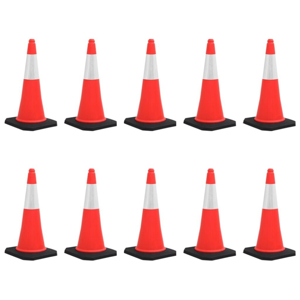 vidaXL 10x Reflective Traffic Cones with Heavy Bases Signage Road Traffic Sign