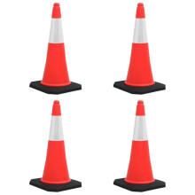 vidaXL 4x Reflective Traffic Cones with Heavy Bases Signage Road Traffic Signs