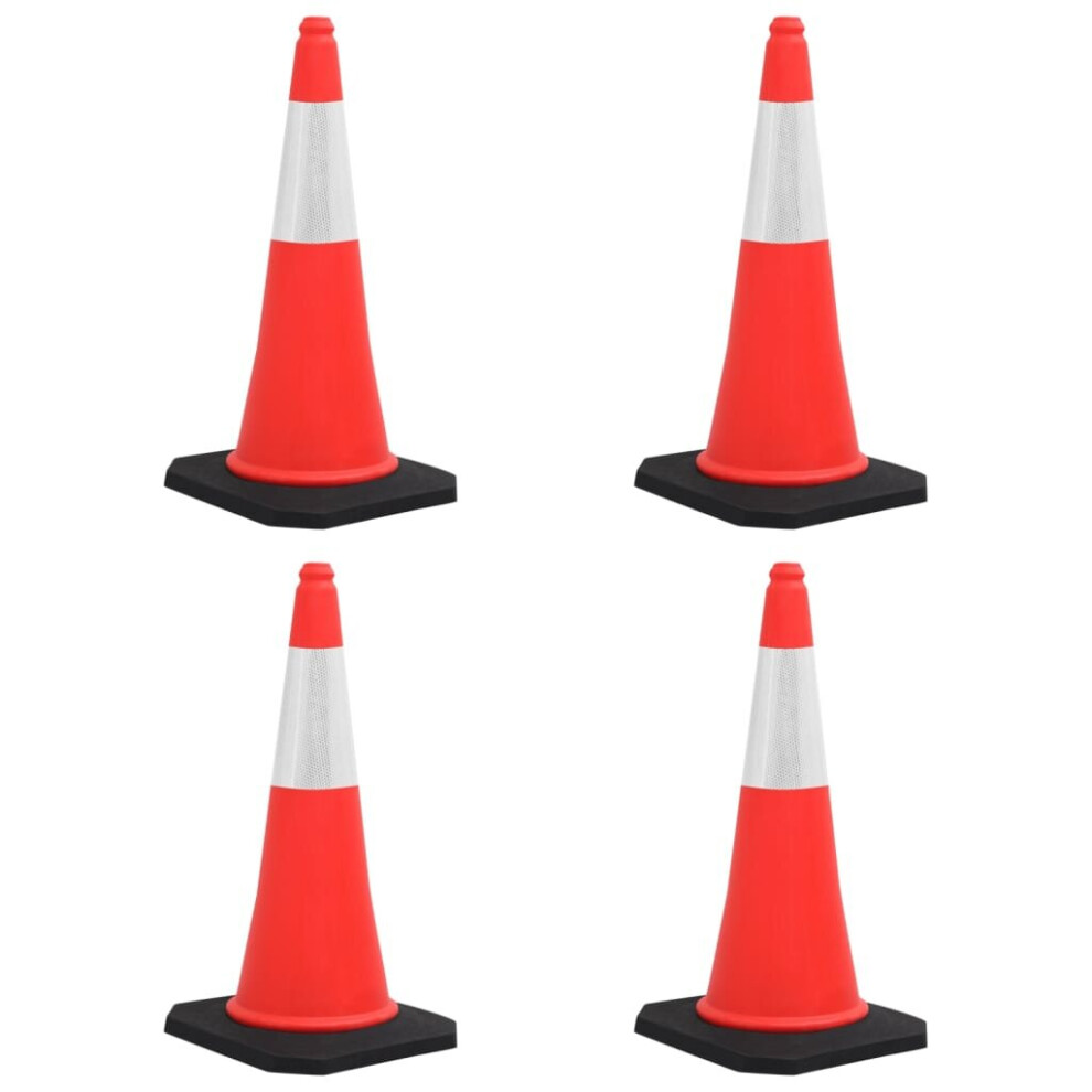 vidaXL 4x Reflective Traffic Cones with Heavy Bases Signage Road Traffic Signs