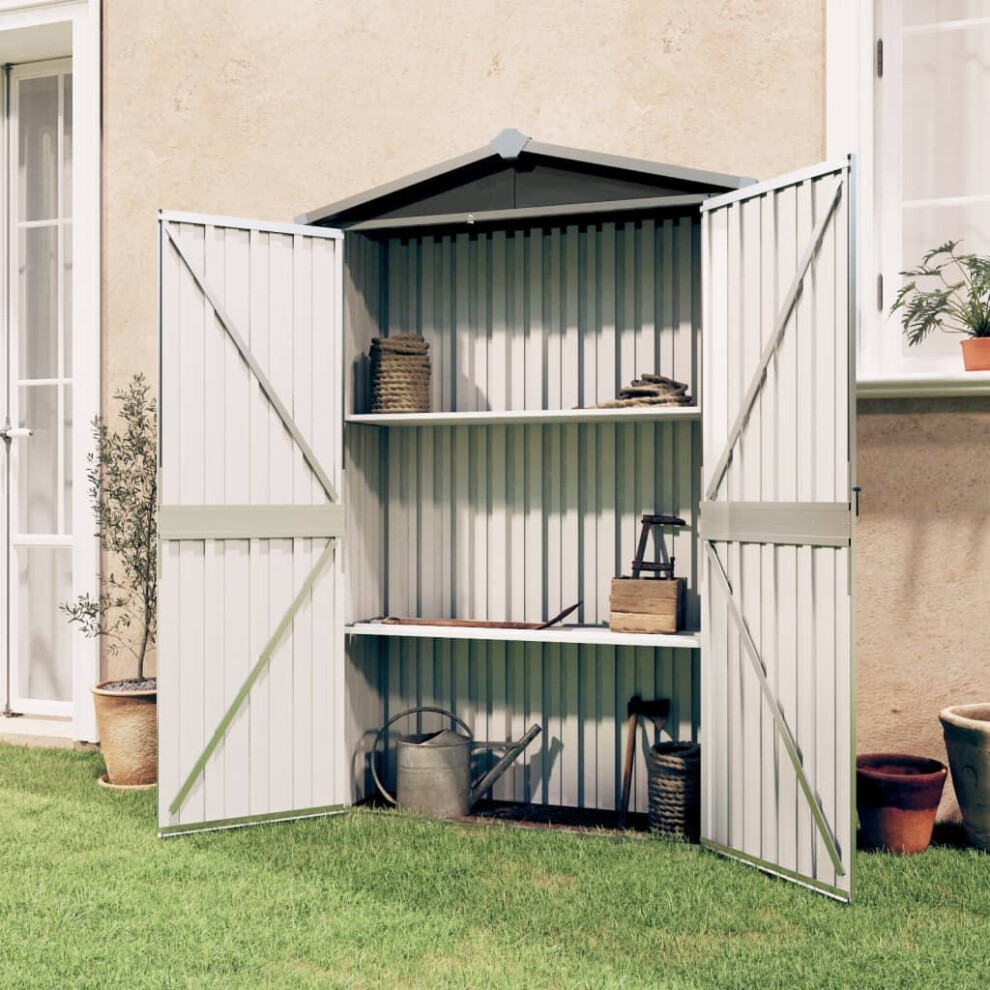 vidaXL Garden Shed Anthracite Galvanised Steel Outdoor Tool Storage Shed House