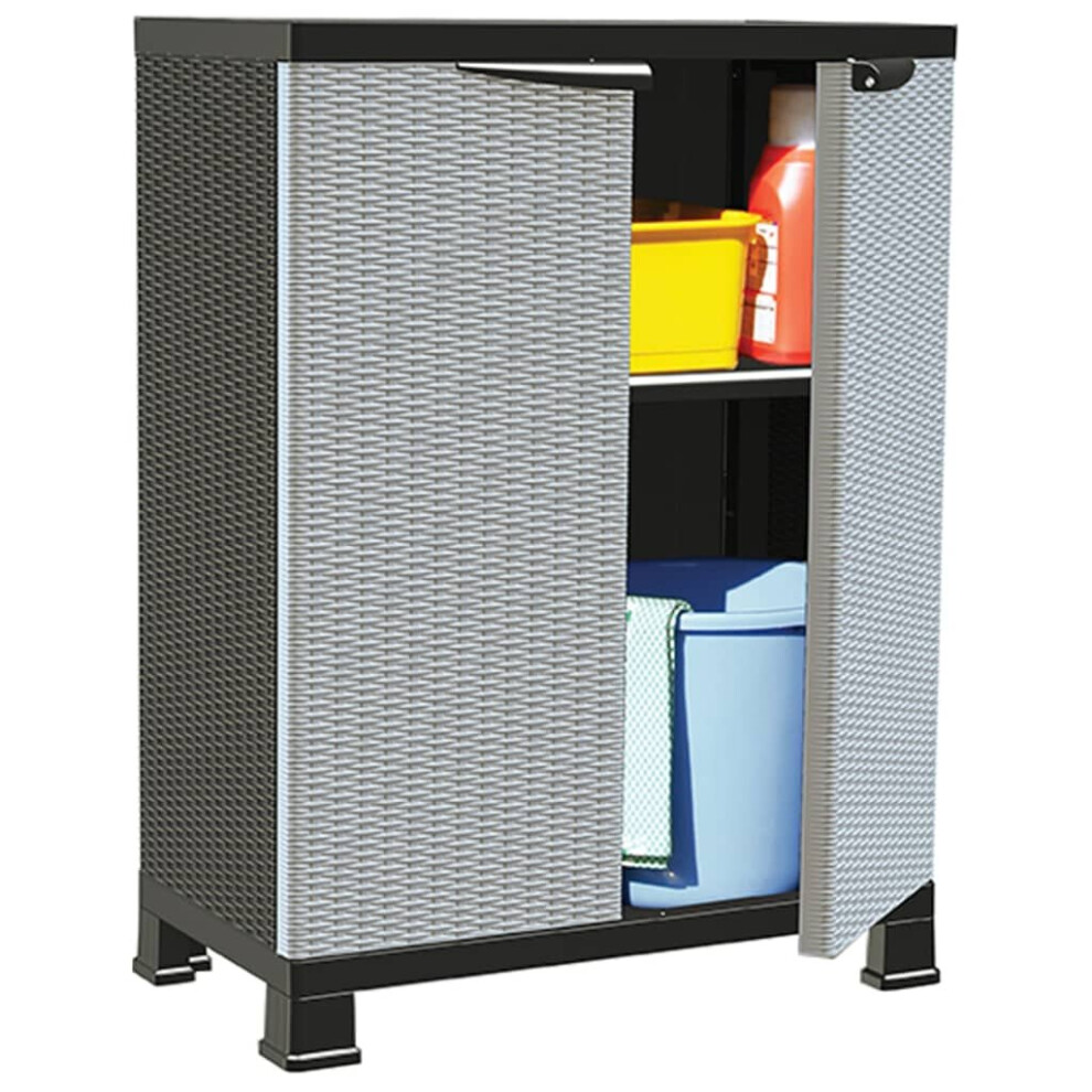 vidaXL Plastic Cabinet Rattan Design Home Organiser Storage Locker Cabinet