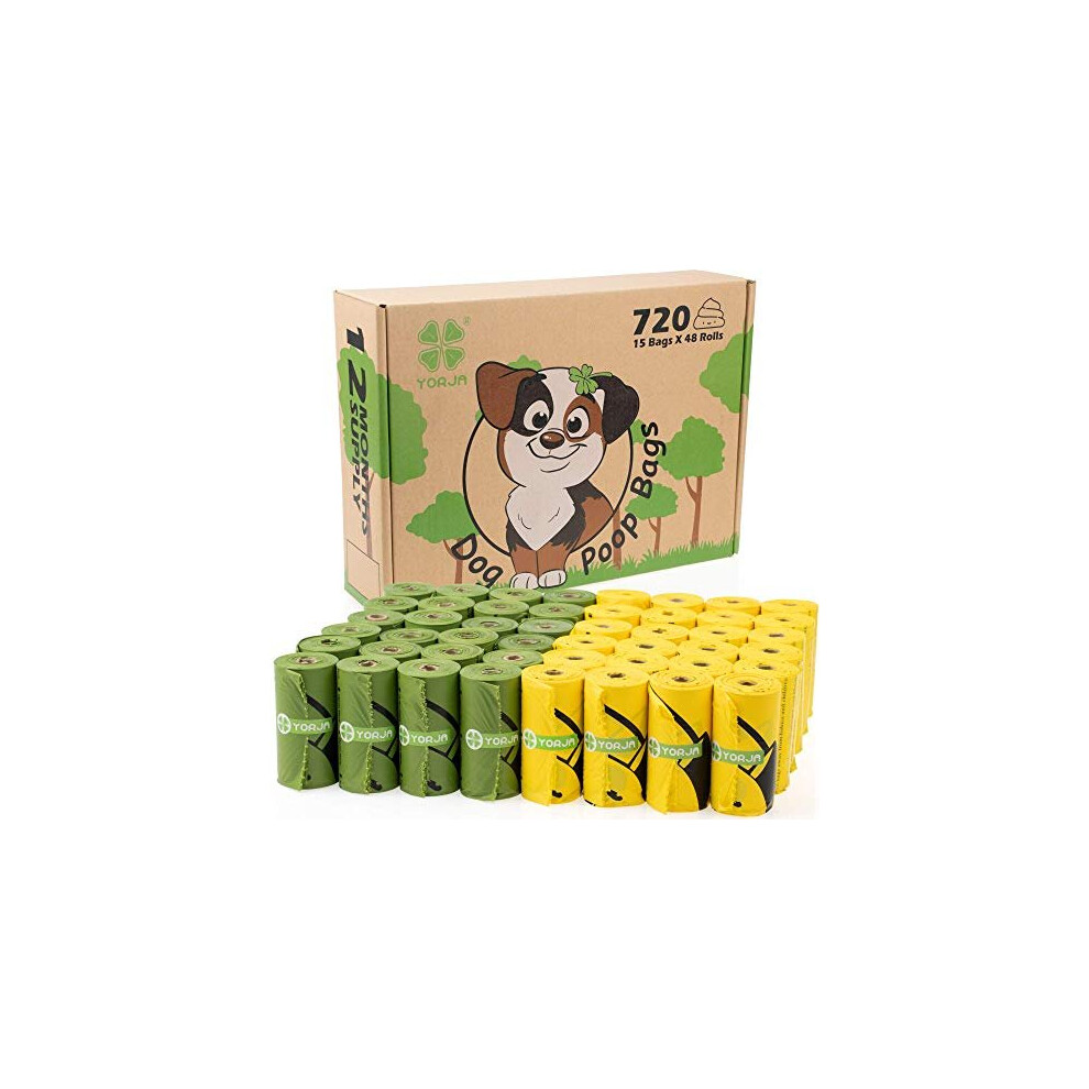 Yorja Dog Poo Bags, 720 Pet Poop Bags, Extra Thick And Strong 100% Leak-Proof Biodegradable Waste Bags