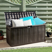 vidaXL Cushion Box Brown 270 L Garden Container Storage Chest Bench Cabinet