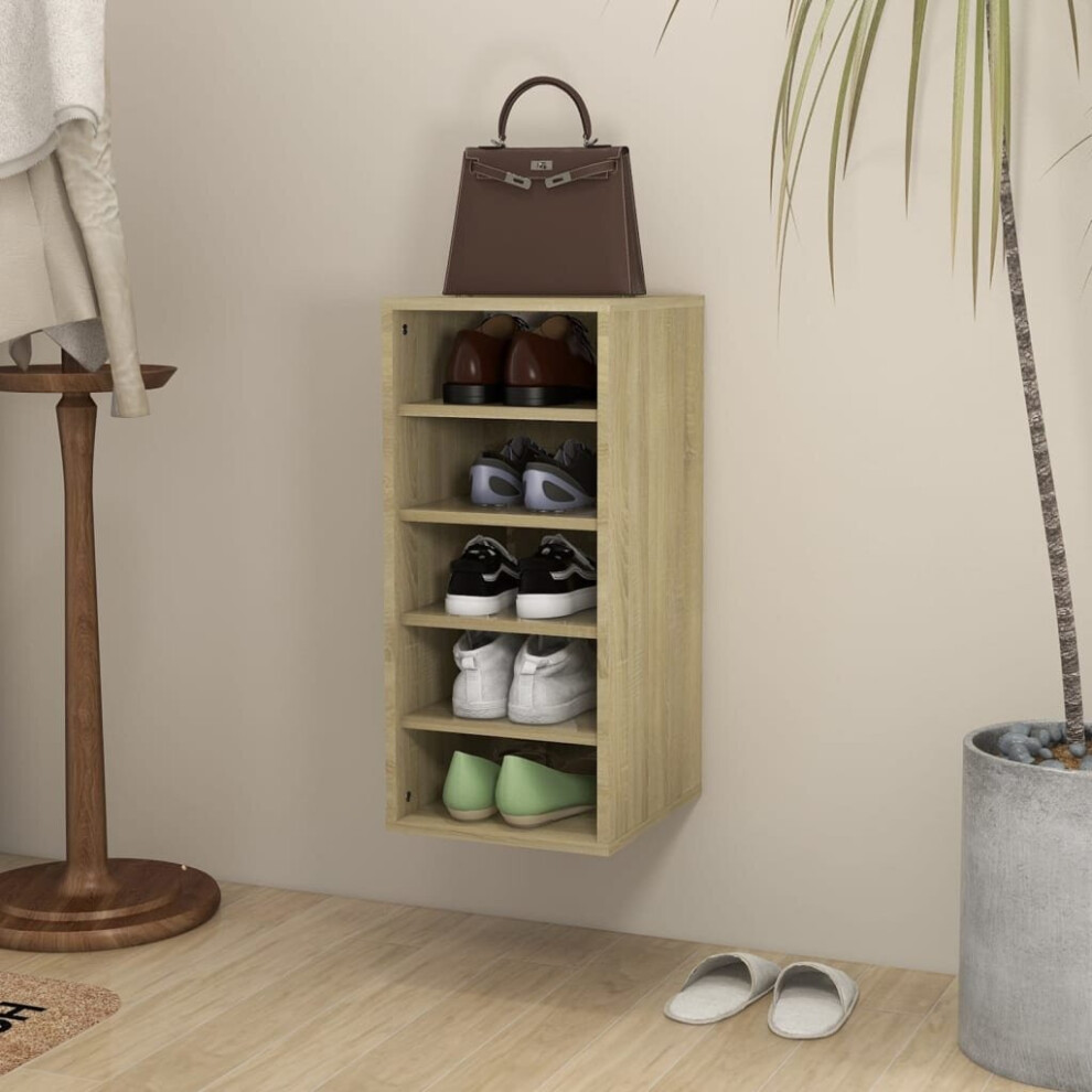 vidaXL Shoe Cabinet Sonoma Oak Engineered Wood Shoe Storage Organiser Shelf