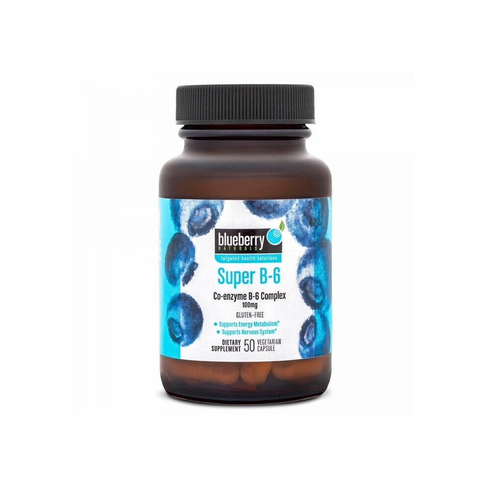 Blueberry Naturals Super B-6 100 Mg Vegetarian Capsules 50'S B0050