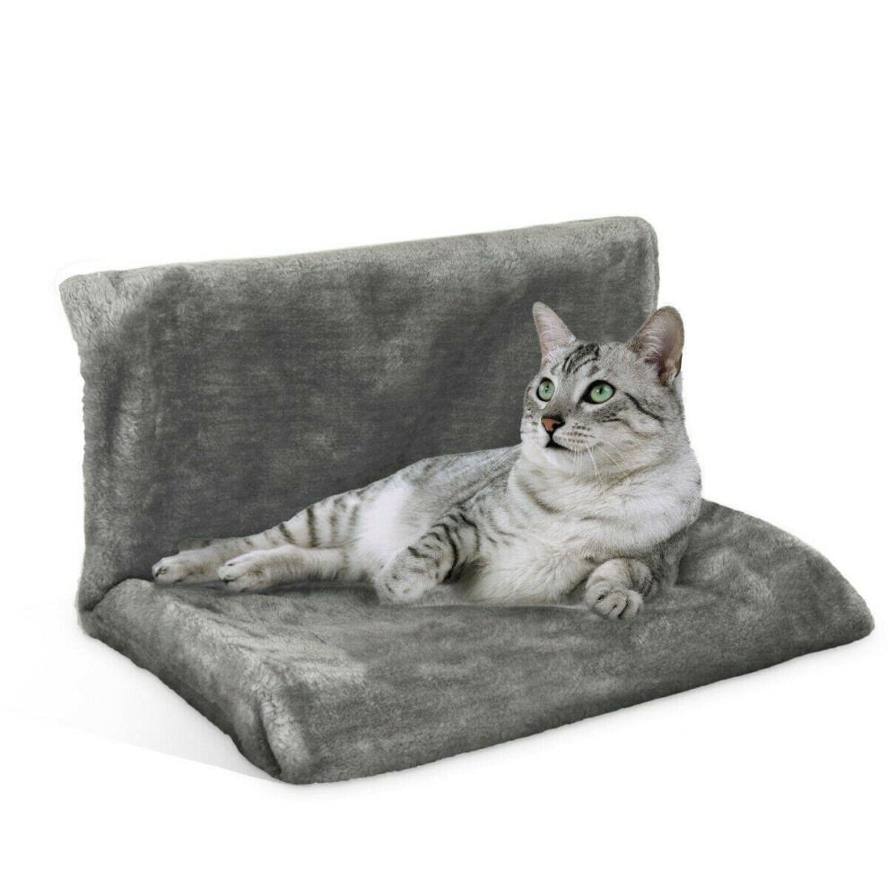 (Grey) Cat Radiator Bed Hanging Hammock Plush Warm Fleece Basket Cradle Kitten Pet Dog