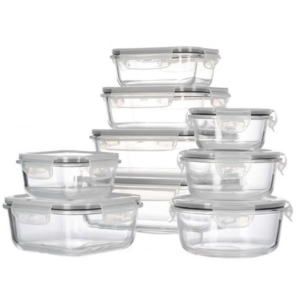 HOCHSTE Glass Food Storage Container LW901RSD Transparent 18 Piece