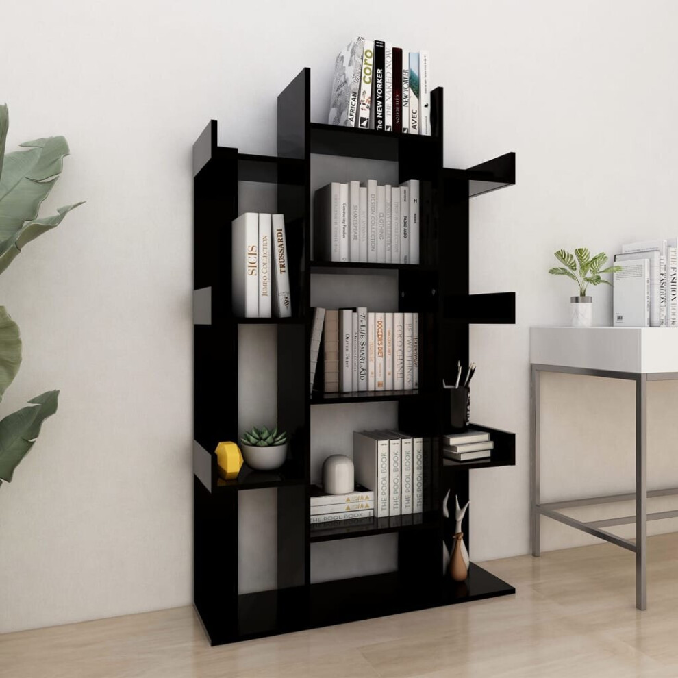 vidaXL Book Cabinet Black Chipboard Book Organiser Storage Rack Bookshelf