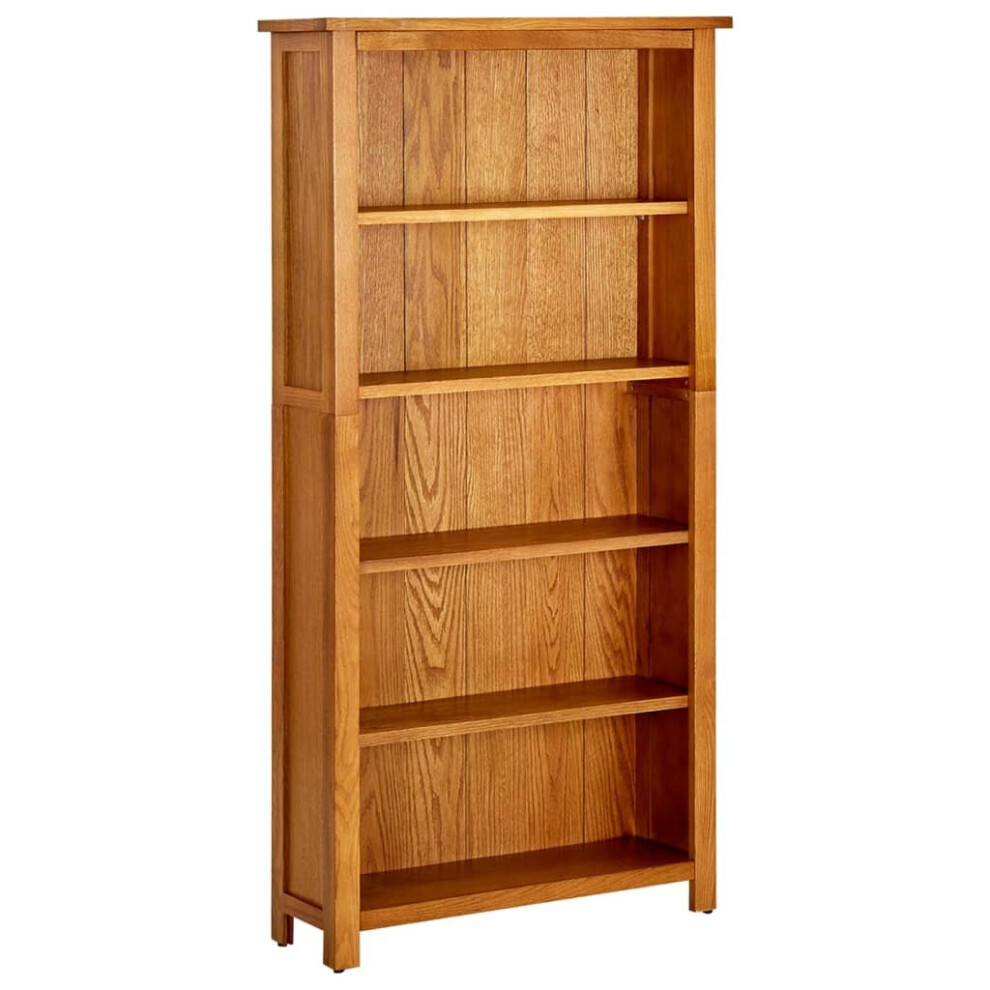 Vidaxl Solid Oak Wood 5-Tier Bookcase Living Room Book Shelf Display Unit