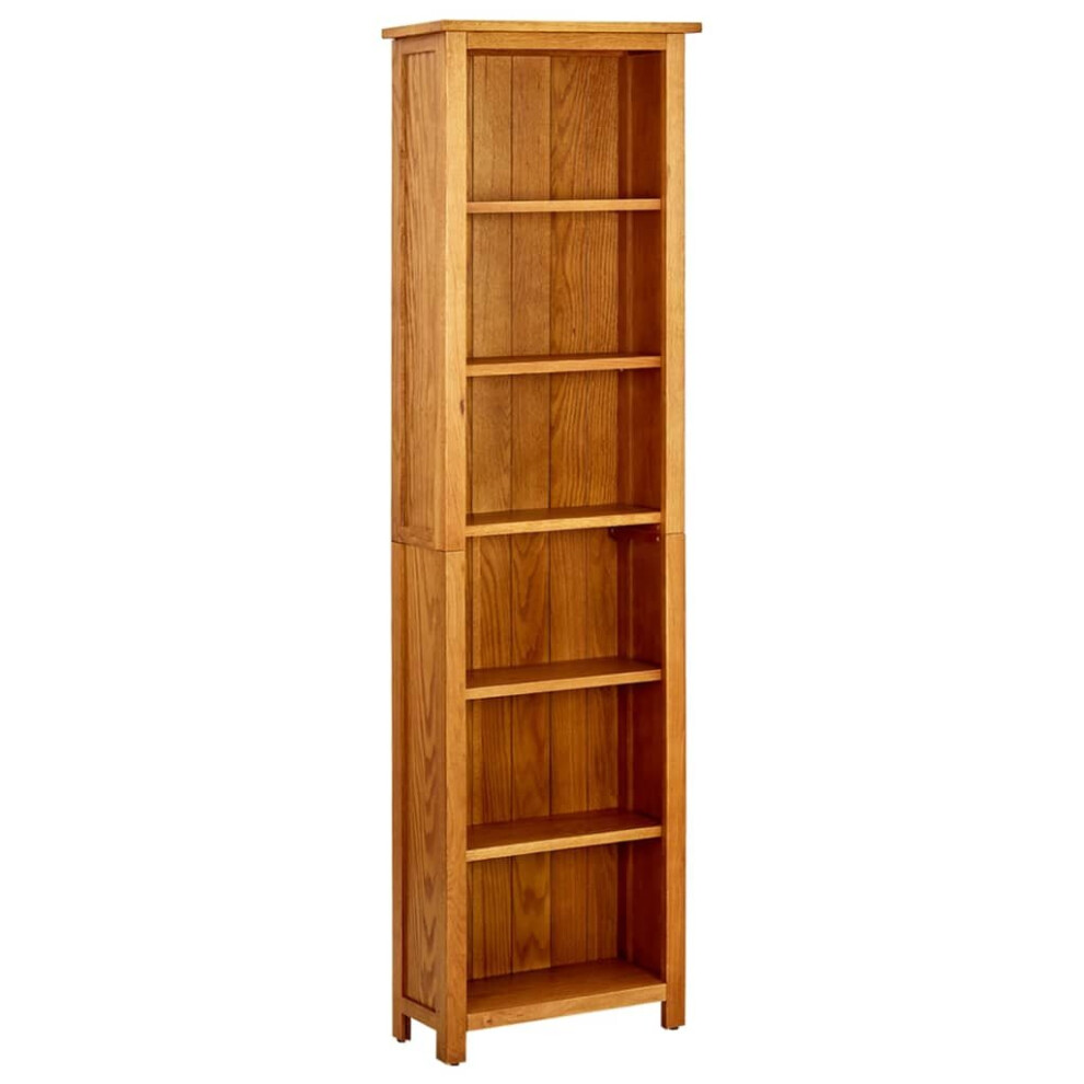 Vidaxl Solid Oak Wood 6-Tier Bookcase Living Room Book Shelf Display Unit