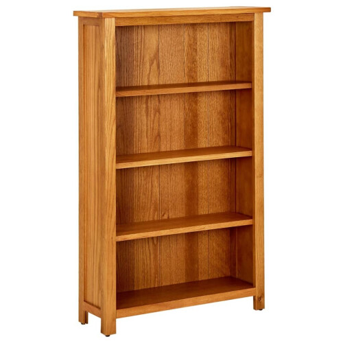 VidaXL vidaXL Solid Oak Wood 4-Tier Bookcase Living Room Book Shelf Display Unit