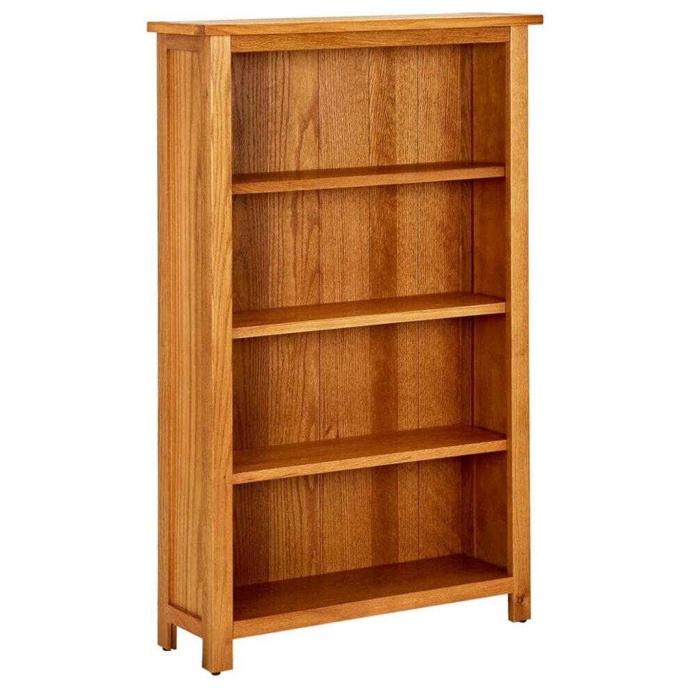 Vidaxl Solid Oak Wood 4-Tier Bookcase Living Room Book Shelf Display Unit