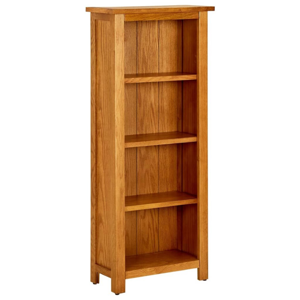 vidaXL Solid Oak Wood 4-Tier Bookcase Living Room Book Shelf Display Unit