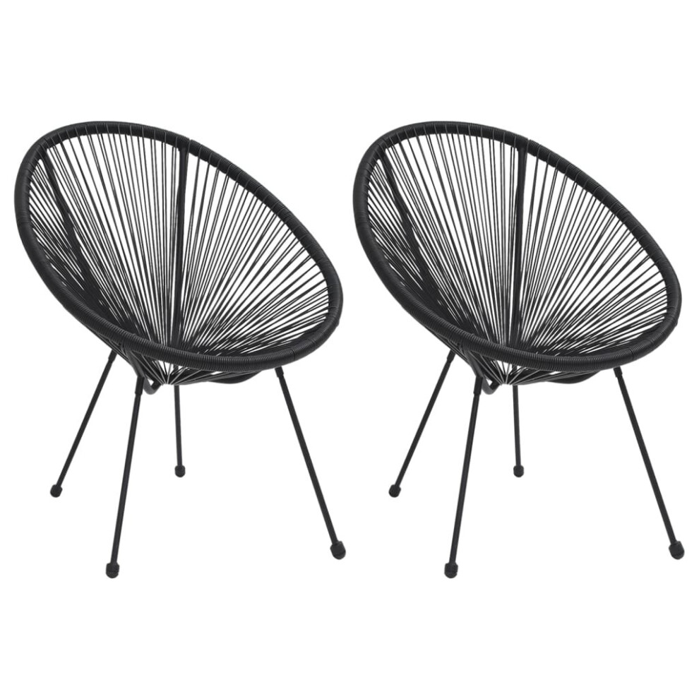 vidaXL 2x Garden Moon Chairs Rattan Black Outdoor Lounge Relaxing Rope Chair