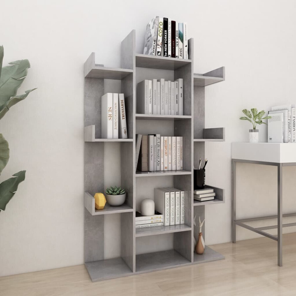 vidaXL Book Cabinet Concrete Grey Chipboard Book Organiser Rack Bookshelf