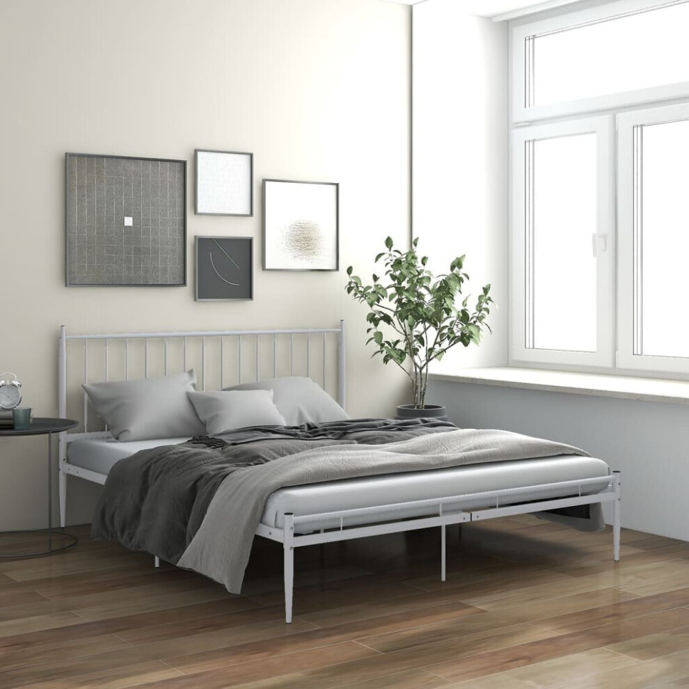 vidaXL Bed Frame Bed Base Mattress Foundation White Metal 180x200 cm Super King