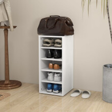 vidaXL White Shoe Cabinet, 5 Compartments, Chipboard Organiser 31,5 x 35 x 70 cm, Wall or Floor Mount, 808981