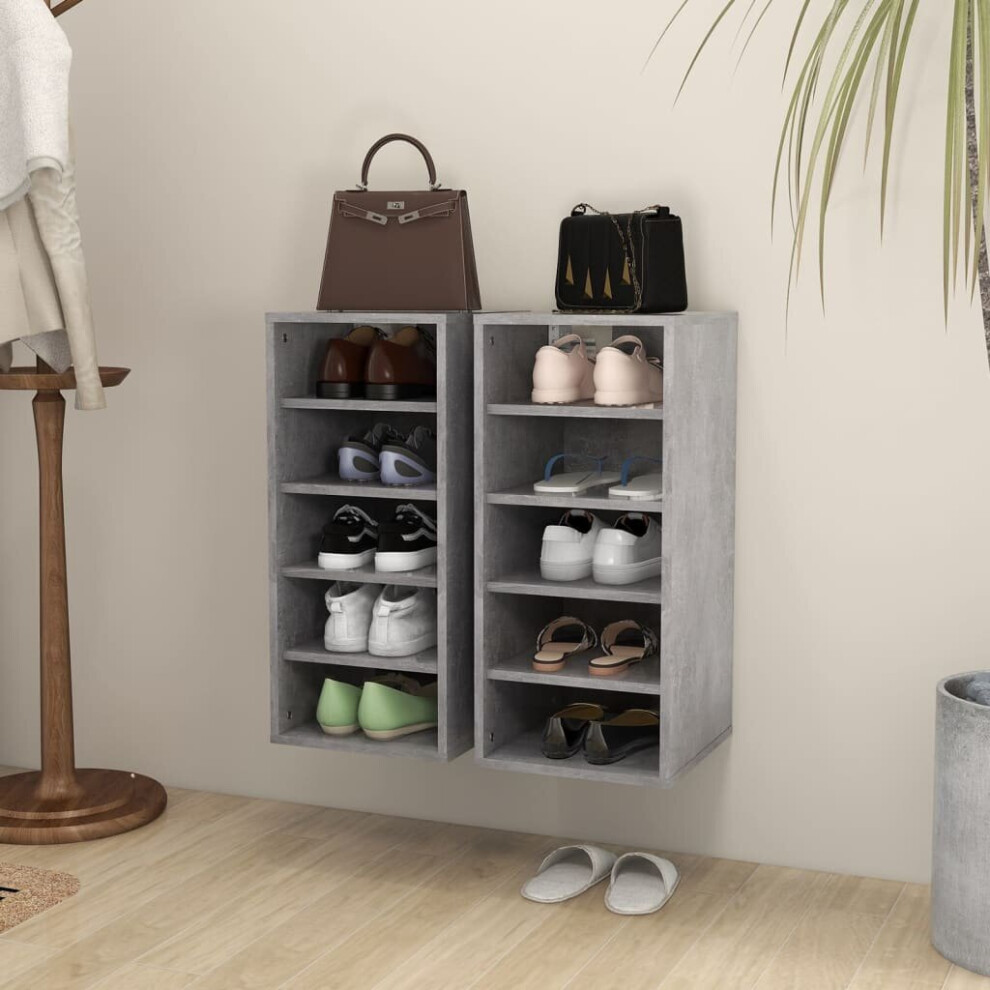 vidaXL 2x Shoe Cabinets Concrete Grey Chipboard Home Shoe Storage Organiser