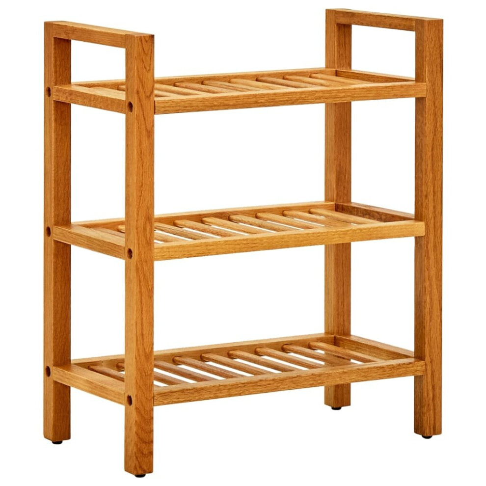 vidaXL Solid Oak Wood Shoe Rack with 3 Shelves Wooden Shoe Stands Storage