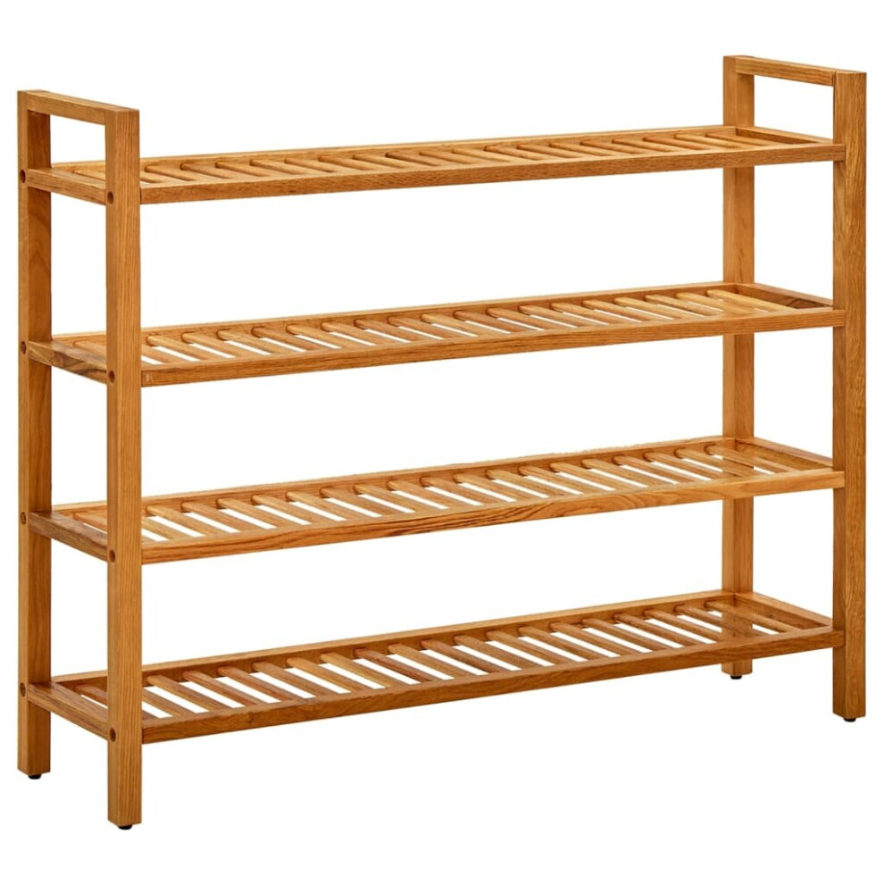 vidaXL Solid Oak Wood Shoe Rack with 4 Shelves Wooden Shoe Stands Storage