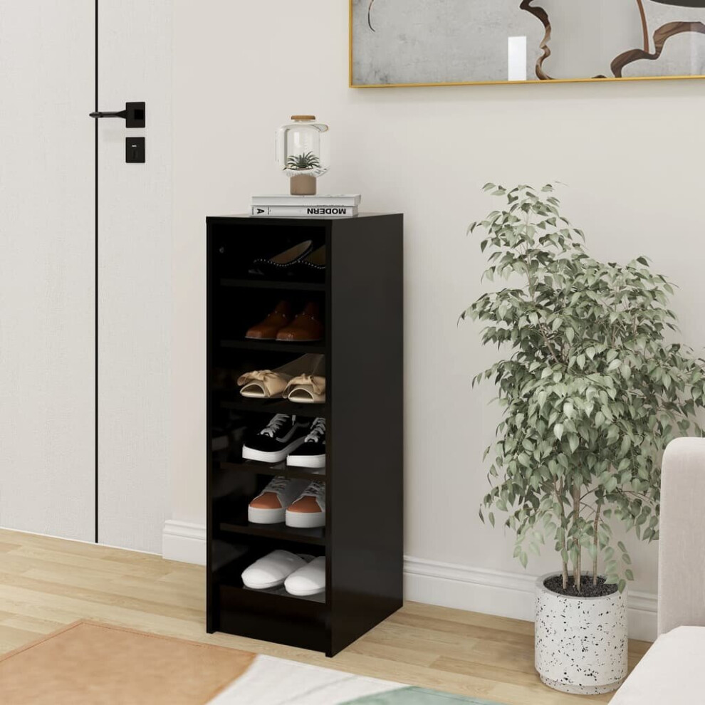 vidaXL Shoe Cabinet Black Engineered Wood Wall-Mounted Hanging Shoe Rack Shelf