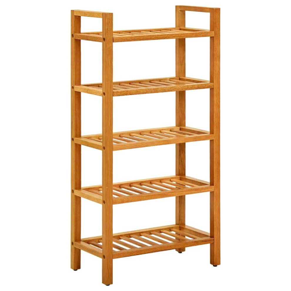 vidaXL Solid Oak Wood Shoe Rack with 5 Shelves Wooden Shoe Stands Storage