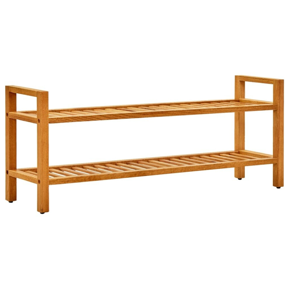 vidaXL Solid Oak Wood Shoe Rack with 2 Shelves Wooden Shoe Stands Storage