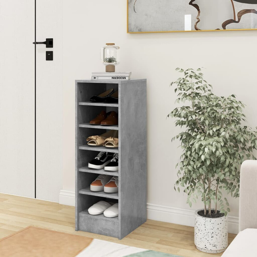 vidaXL Shoe Cabinet Concrete Grey Chipboard Home Wall-Mounted Shoe Rack Shelf