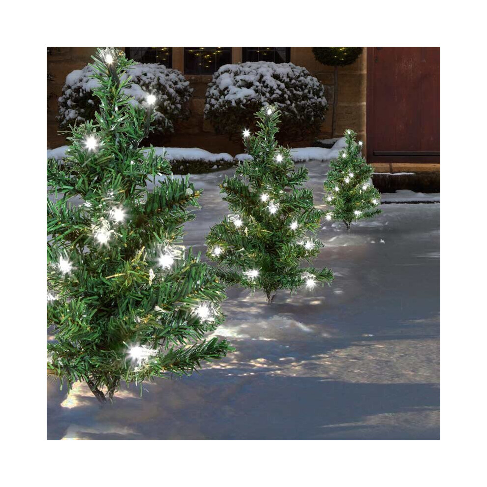 6pc 5m Christmas Green Tree Outdoor Path Lights with 15 White LEDs per Tree