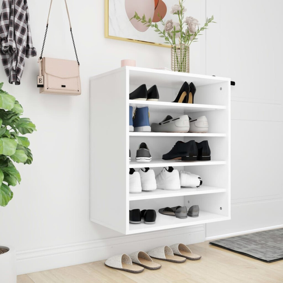 vidaXL Shoe Cabinet White Engineered Wood Household Shoe Storage Shelf Rack