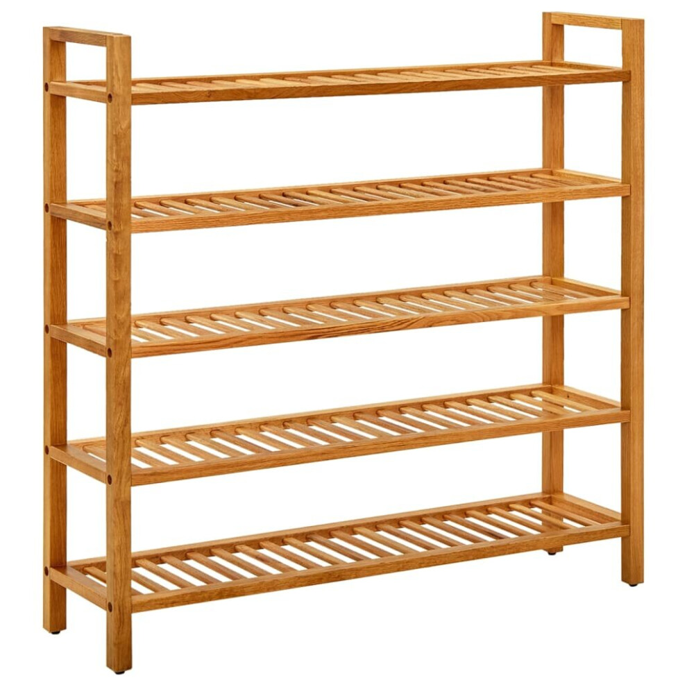 vidaXL Solid Oak Wood Shoe Rack with 5 Shelves Wooden Shoe Stands Storage