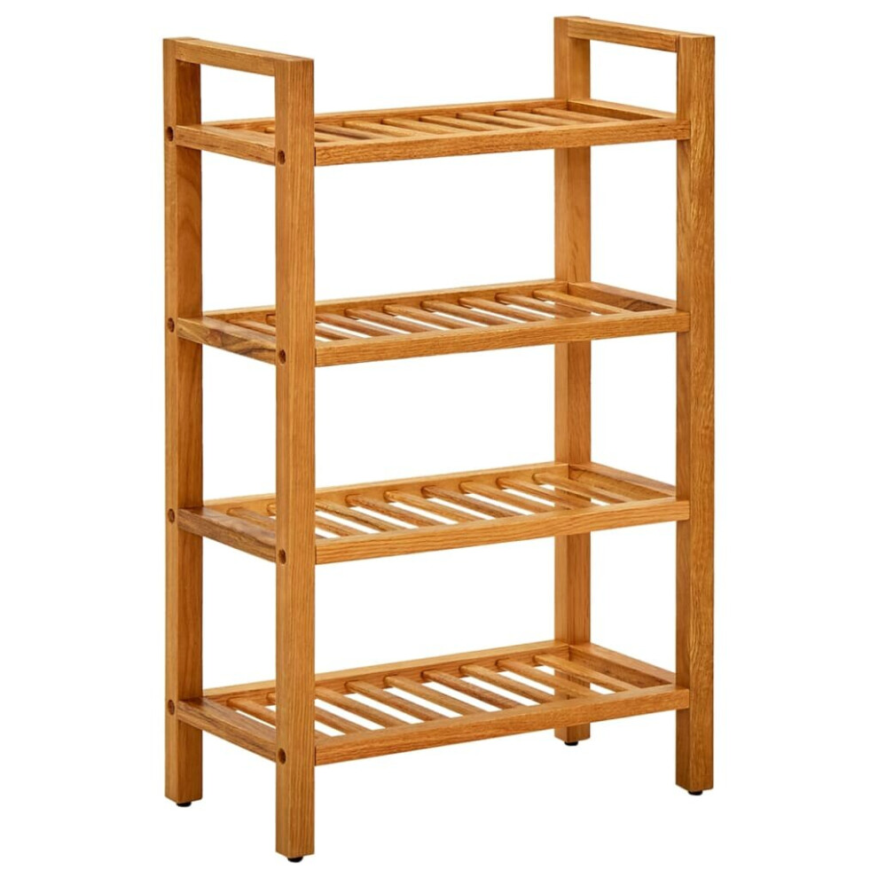 vidaXL Solid Oak Wood Shoe Rack with 4 Shelves Wooden Shoe Stands Storage