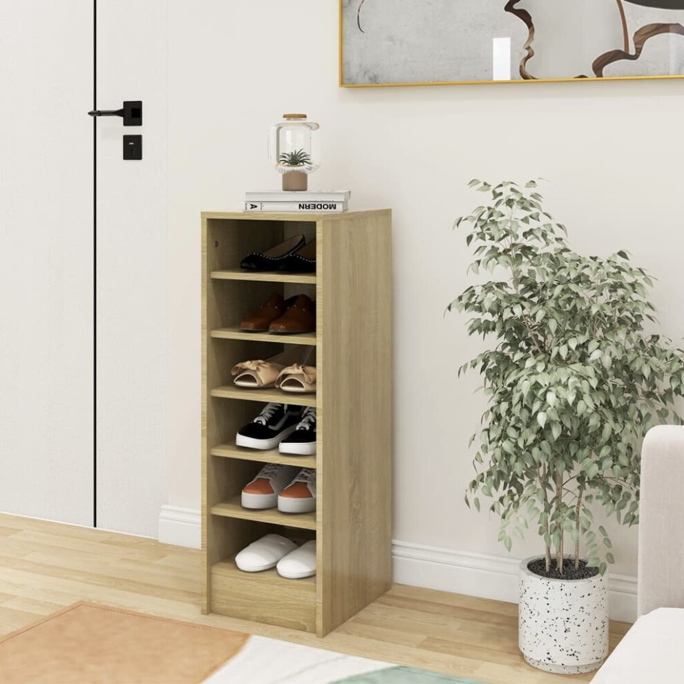 vidaXL Shoe Cabinet Sonoma Oak Chipboard Wall-Mounted Hanging Shoe Rack Shelf