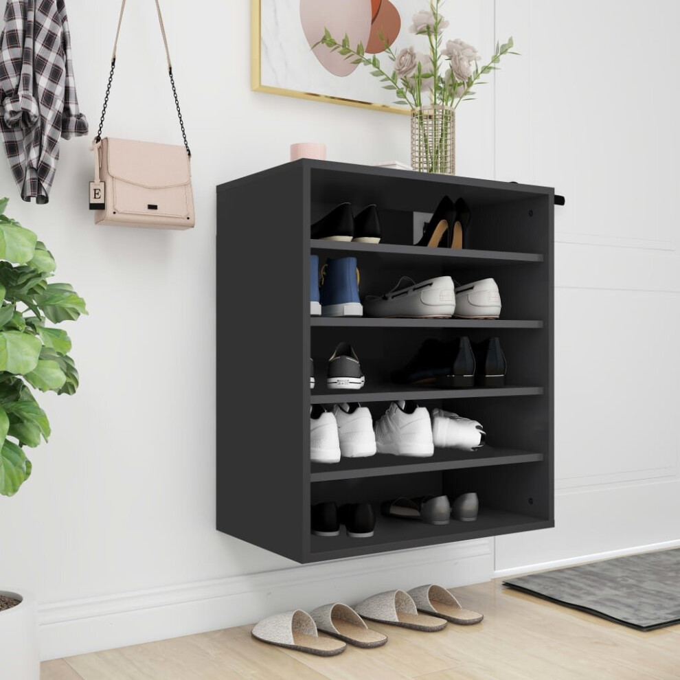 vidaXL Shoe Cabinet Black Engineered Wood Household Shoe Storage Shelf Rack